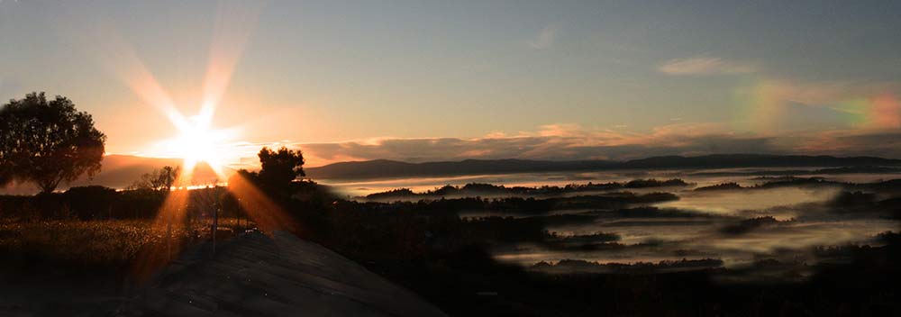 Sunrise over Yarra Valley with morning mist, from Monbulk, Vic. © Erika's Way Photography