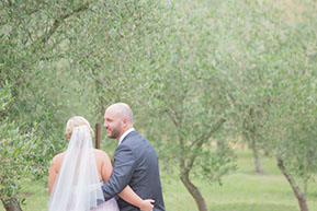 Husband and Wife and the olive grove © Erika's Way Wedding Photography in Melbourne and the Dandenong Ranges. Natural light, nature and love.