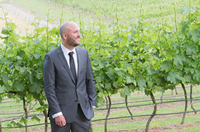 The groom waiting in the vineyard for his bride © Erika's Way Photography