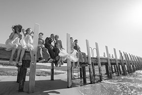 Family photo at the Pier at Safety Beach, Mornington Peninsula, Vic. Black and White © Erika's Way Photography