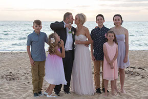 Family photo at sunset at Safety Beach, Mornington Peninsula, Vic.. © Erika's Way Photography