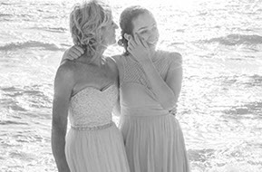 Bride and teenage daugther just before the wedding at Safety Beach, Mornington Peninsula, Vic. © Erika's Way Photography