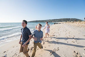 Kids running and having fun just before the wedding at Safety Beach, Mornington Peninsula, Vic. © Erika's Way Photography