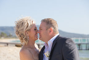 Bride and Groom perfect harmony at the beach at Safety Beach, Mornington Peninsula, Vic.© Erika's Way Photography